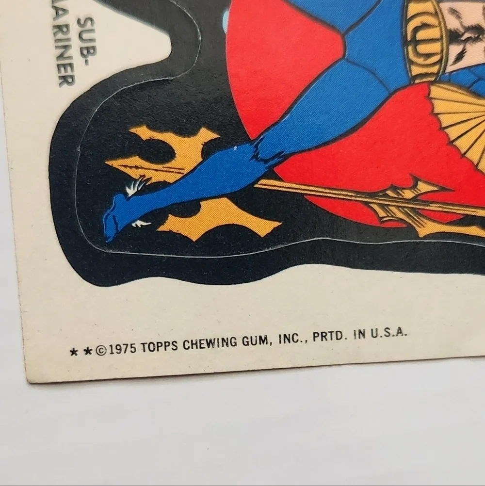 🔱 Vintage 1975 Topps MARVEL Super Heroes Sticker - SUB-MARINER Namor trading 🌊
